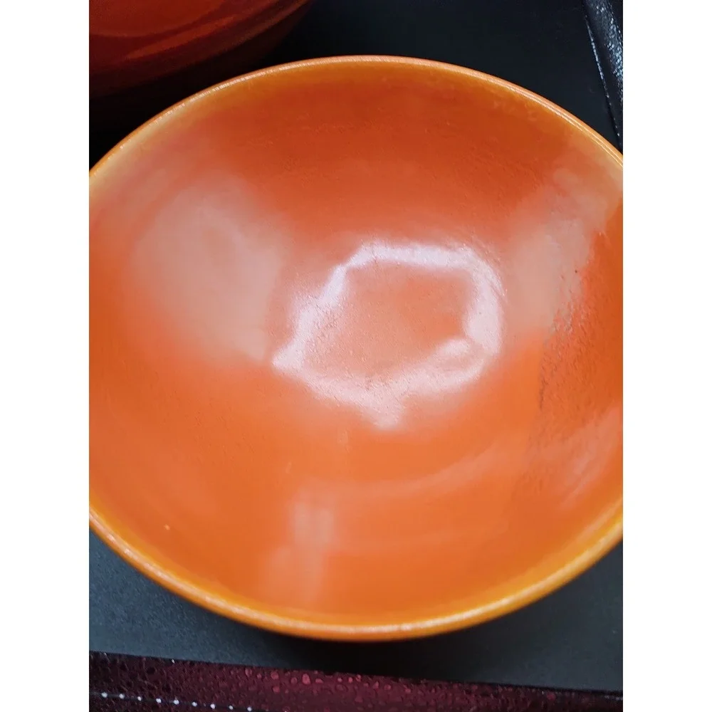 Pacific Pottery Orange Footed Salad Bowl #314 And Smaller Bowl.